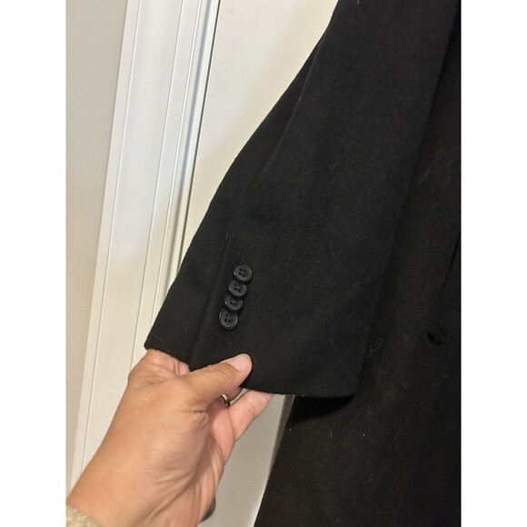 Tommy Hilfiger Coat Mens 44 Regular Black Wool Blend Overcoat 3 Button Lined - Picture 5 of 6
